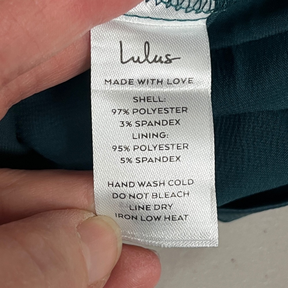 Lulus Women Quite Likely Teal Satin Wrap Dress XS Formal Cocktail Going Out HOCO - Picture 6 of 15